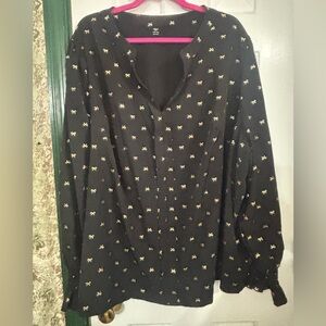 SHEIN Black Top with Gold Bow Details